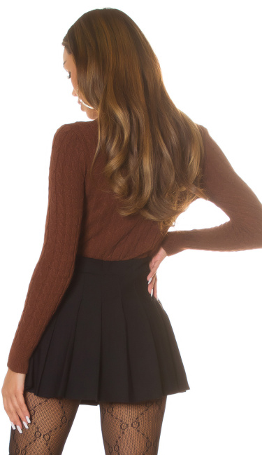 Knit Sweater with a Cut Out Brown